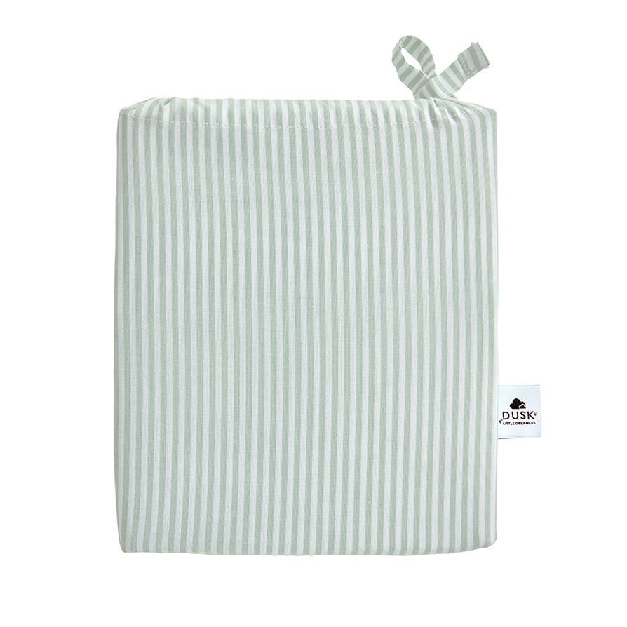 Kids Stripe Fitted Sheet - 100% Cotton - Green/White - DUSK