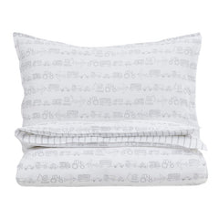 Kids Transport Reversible Bed Linen Set - 100% Cotton - Charcoal/White - DUSK