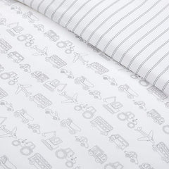 Kids Transport Reversible Bed Linen Set - 100% Cotton - Charcoal/White - DUSK