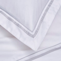 Knightsbridge Duvet Cover - 600 TC - Egyptian Cotton - White/Grey - DUSK