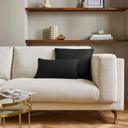 Linen Look Sofa Cushion Cover - Black - DUSK 1200