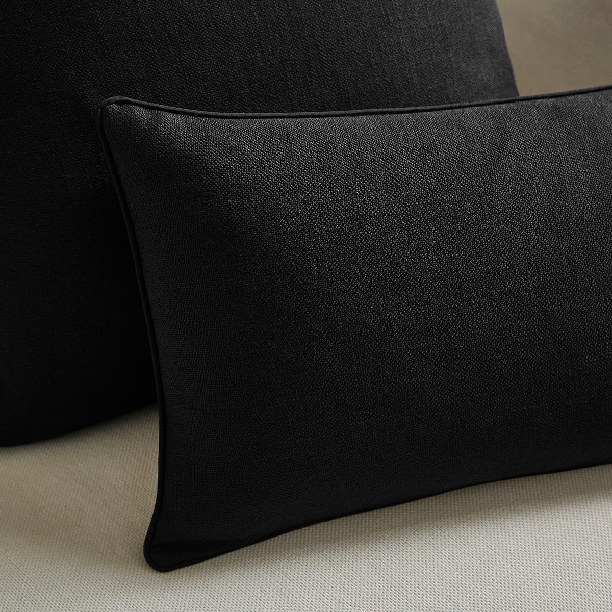 Linen Look Sofa Cushion Cover - Black - DUSK