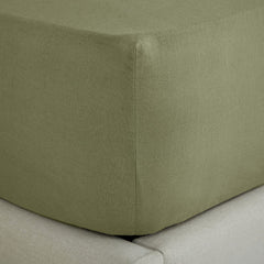 Linen/Cotton Fitted Sheet – Olive - DUSK