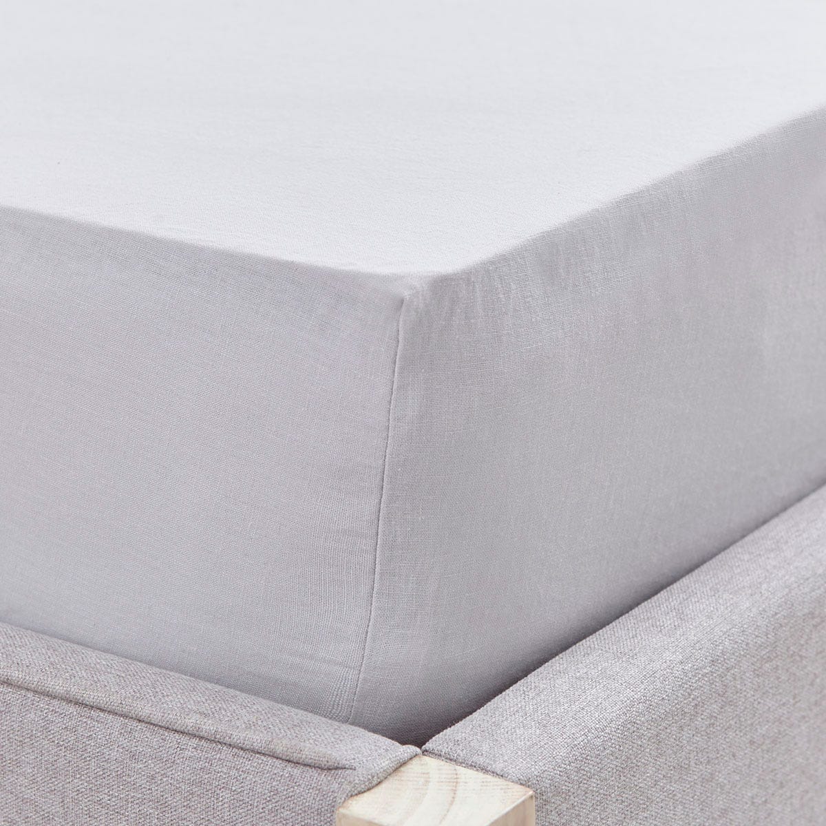 Linen/Cotton Light Grey Fitted Sheet - Super King - Standard - DUSK