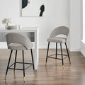 Lola Set of 2 Barstools - Linen Look - Stone Grey - DUSK