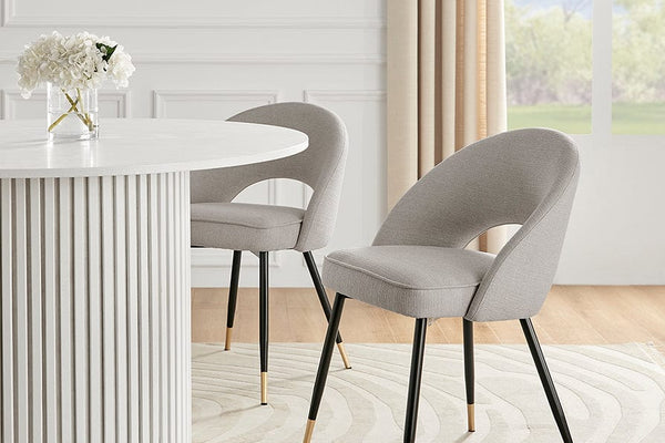 Lola Set of 2 Dining Chairs - Linen Look - Stone Grey - DUSK