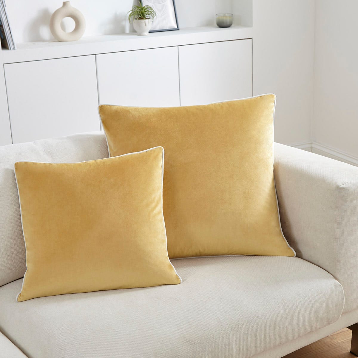 Luxury Velvet Sofa Cushion Cover - Mustard - DUSK