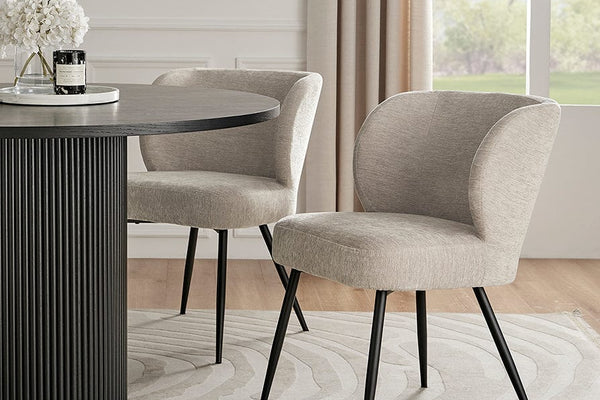 Mabel Set of 2 Dining Chairs - Chenille - Natural - DUSK