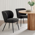 Mabel Set of 2 Dining Chairs - Linen Look - Black - DUSK