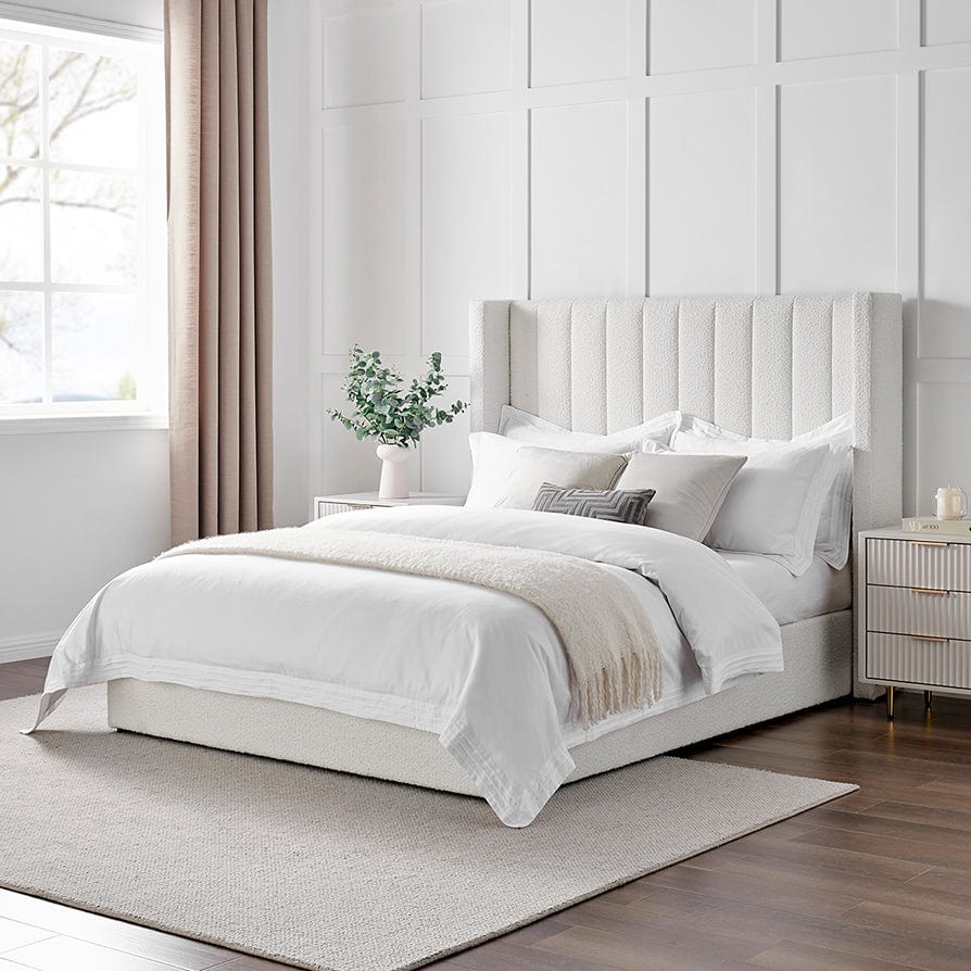 Madison Bouclé Ottoman Storage Bed - Off White - DUSK