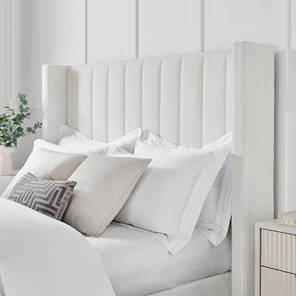 Madison Bouclé Ottoman Storage Bed - Off White - DUSK