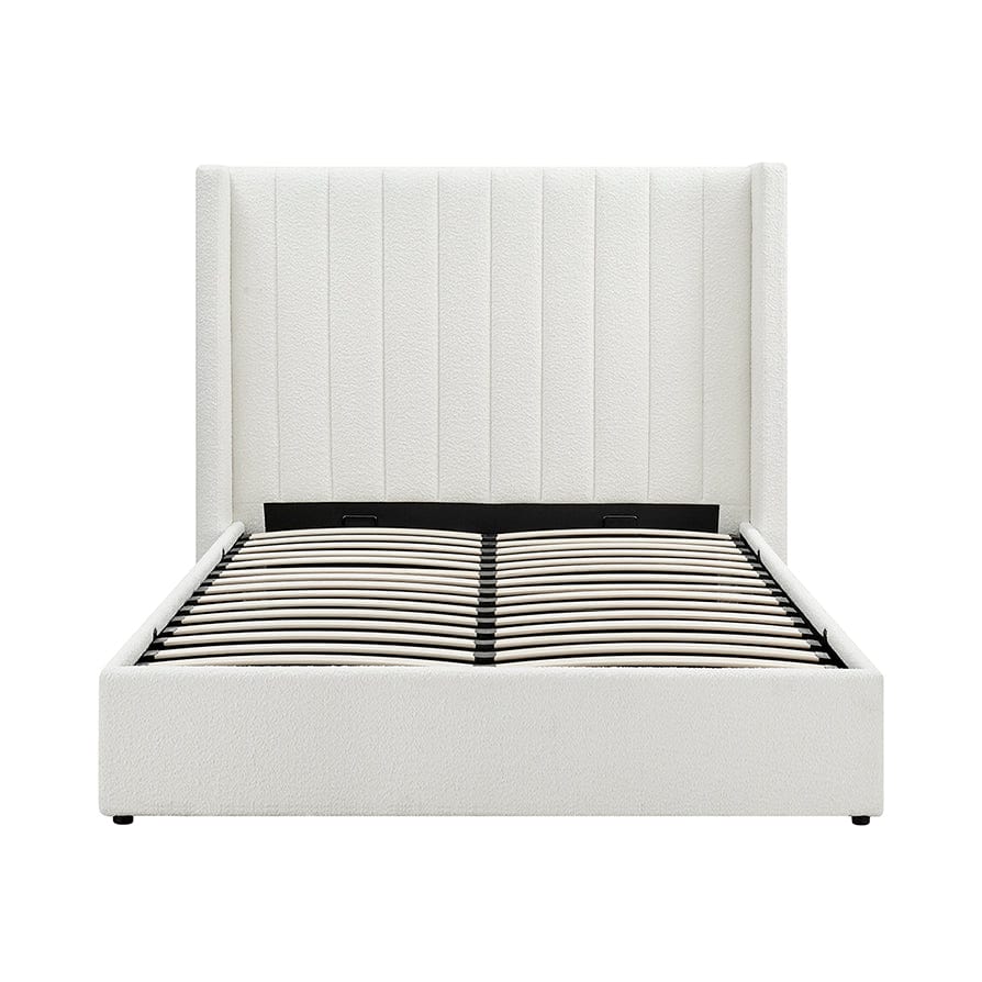 Madison Bouclé Ottoman Storage Bed - Off White - DUSK