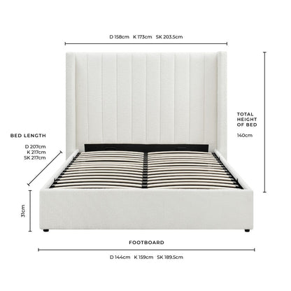 Madison Bouclé Ottoman Storage Bed - Off White - DUSK
