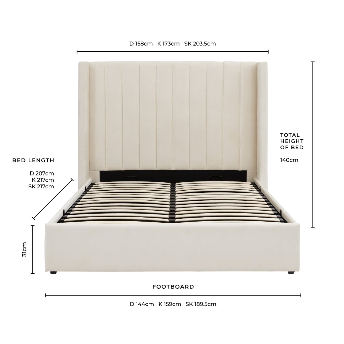 Madison Ottoman Storage Bed - Ecru - DUSK