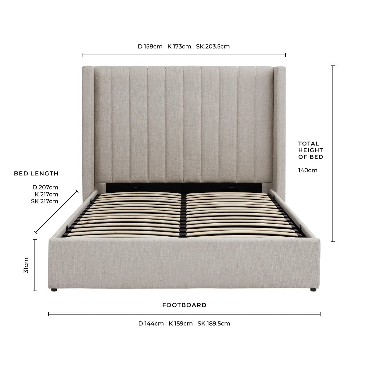 Madison Ottoman Storage Bed - Stone Grey - DUSK