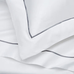 Mayfair Duvet Cover - 400 TC - Egyptian Cotton - White/Dark Grey - DUSK