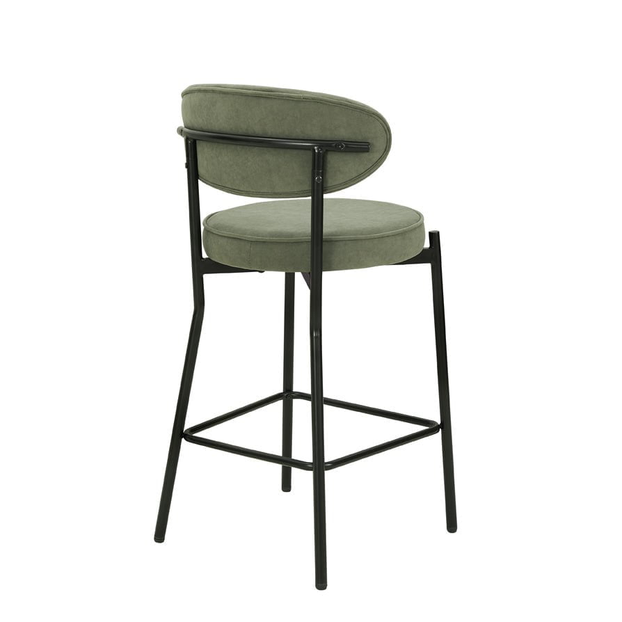 Mia Set of 2 Barstools - Matte Velvet - Sage Green - DUSK