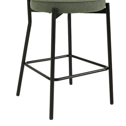 Mia Set of 2 Barstools - Matte Velvet - Sage Green - DUSK