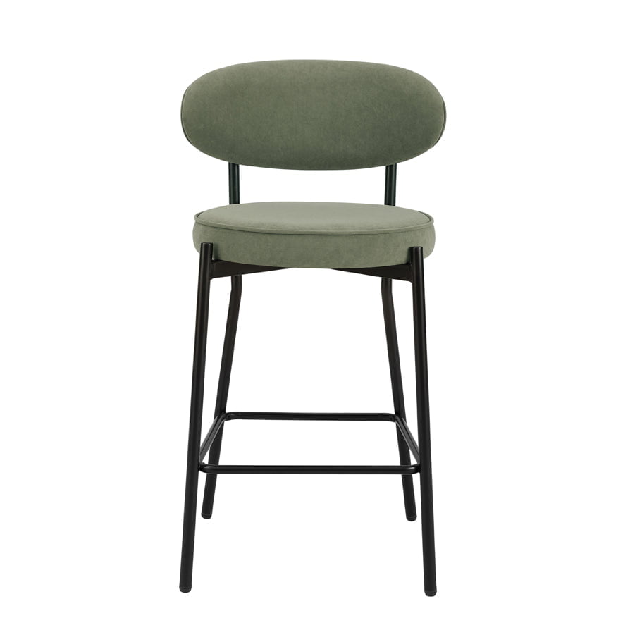 Mia Set of 2 Barstools - Matte Velvet - Sage Green - DUSK