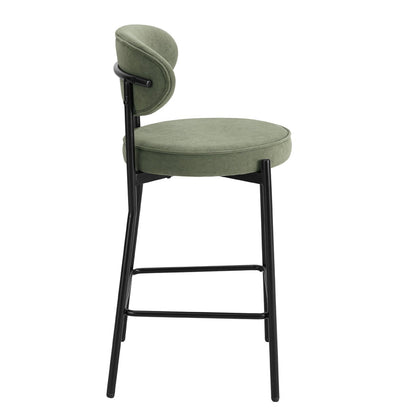 Mia Set of 2 Barstools - Matte Velvet - Sage Green - DUSK