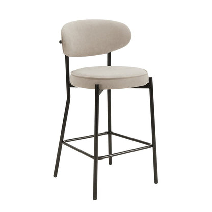 Mia Set of 2 Barstools - Matte Velvet - Sand - DUSK