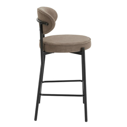 Mia Set of 2 Barstools - Matte Velvet - Taupe - DUSK