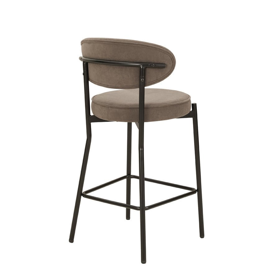 Mia Set of 2 Barstools - Matte Velvet - Taupe - DUSK