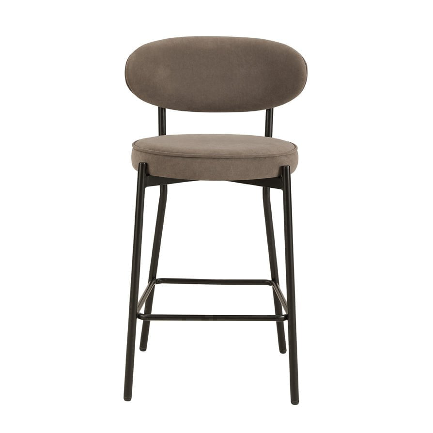 Mia Set of 2 Barstools - Matte Velvet - Taupe - DUSK