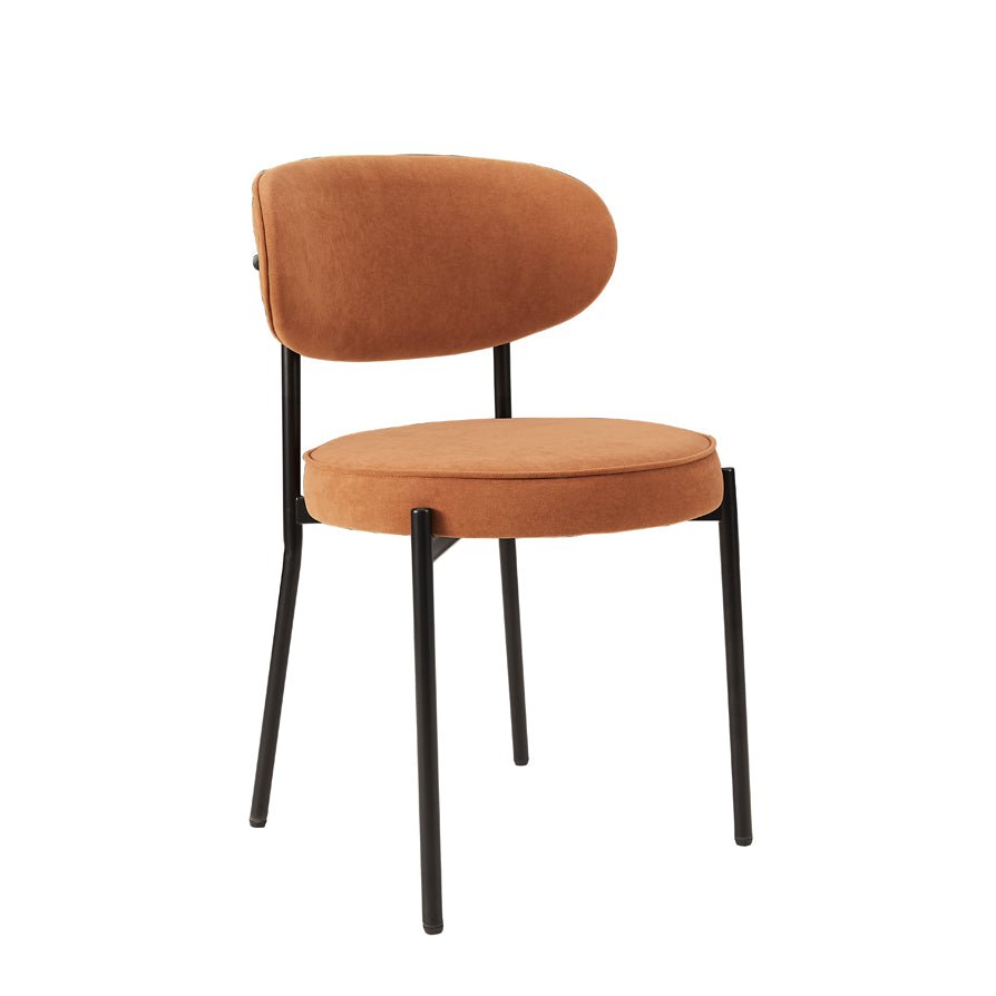 Mia Set Of 2 Dining Chairs - Matte Velvet - Orange - DUSK