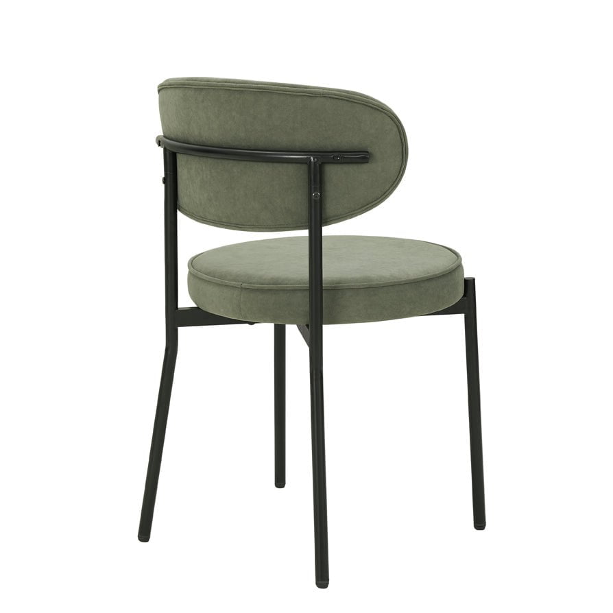 Mia Set of 2 Dining Chairs - Matte Velvet - Sage Green - DUSK