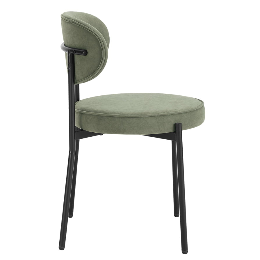 Mia Set of 2 Dining Chairs - Matte Velvet - Sage Green - DUSK