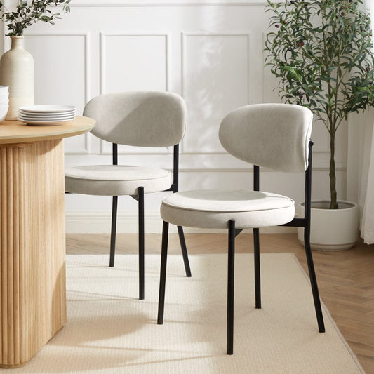 Mia Set Of 2 Dining Chairs - Matte Velvet - Sand - DUSK 894