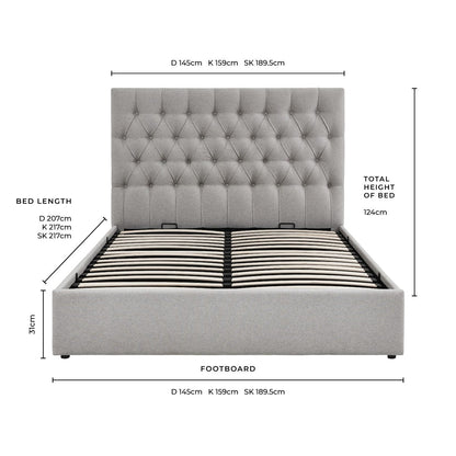 Middleton Ottoman Storage Bed - Grey - DUSK