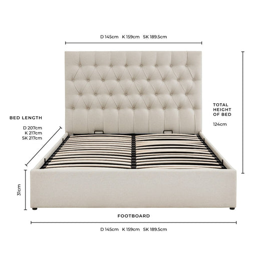 Middleton Ottoman Storage Bed - Natural - DUSK