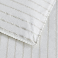 Milos Duvet Cover – 200 TC – Washed Cotton - Chevron Striped - Natural - DUSK