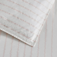 Milos Duvet Cover – 200 TC – Washed Cotton - Chevron Striped – Pink - DUSK
