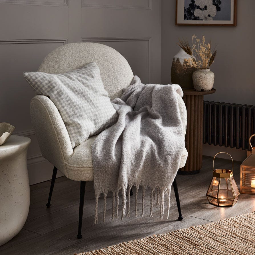 Mohair Style Sofa Throw 1.5m x 2m - Light Grey - DUSK