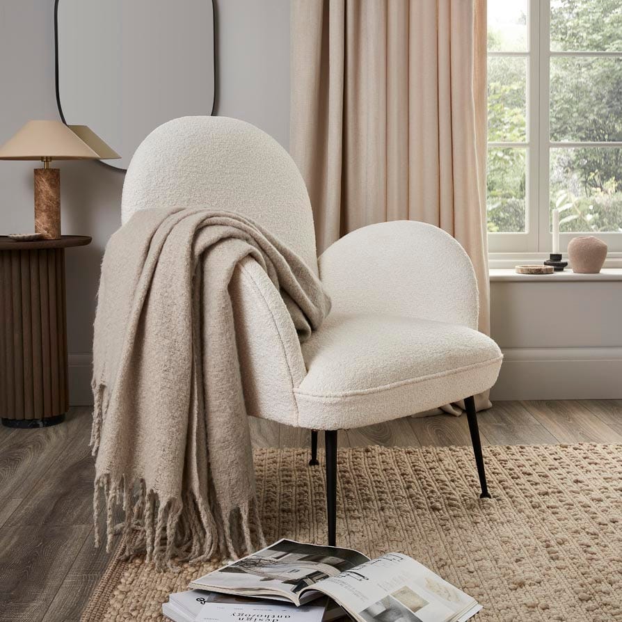 Mohair Style Sofa Throw 1.5m x 2m - Natural - DUSK