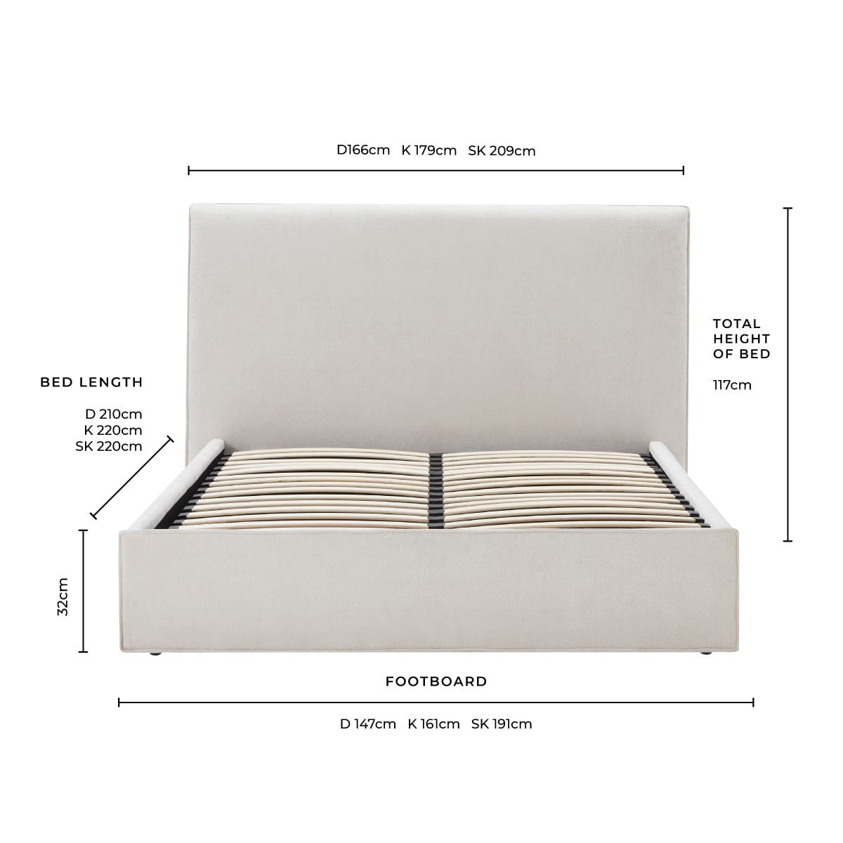 Oslo Ottoman Storage Bed - Ivory - DUSK