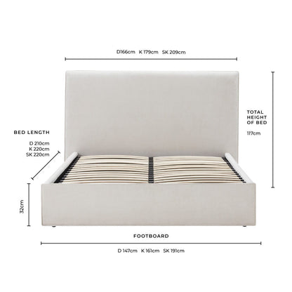 Oslo Ottoman Storage Bed - Ivory - DUSK