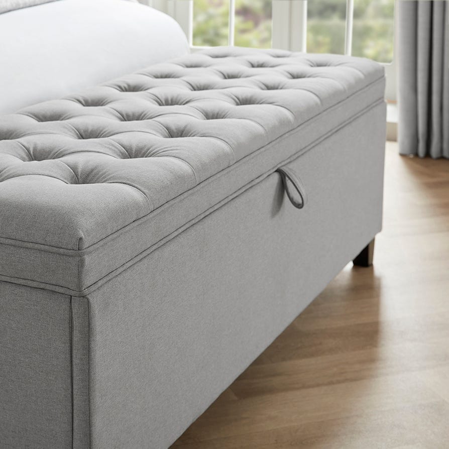 Ottoman Storage Bench - Button - Grey - DUSK