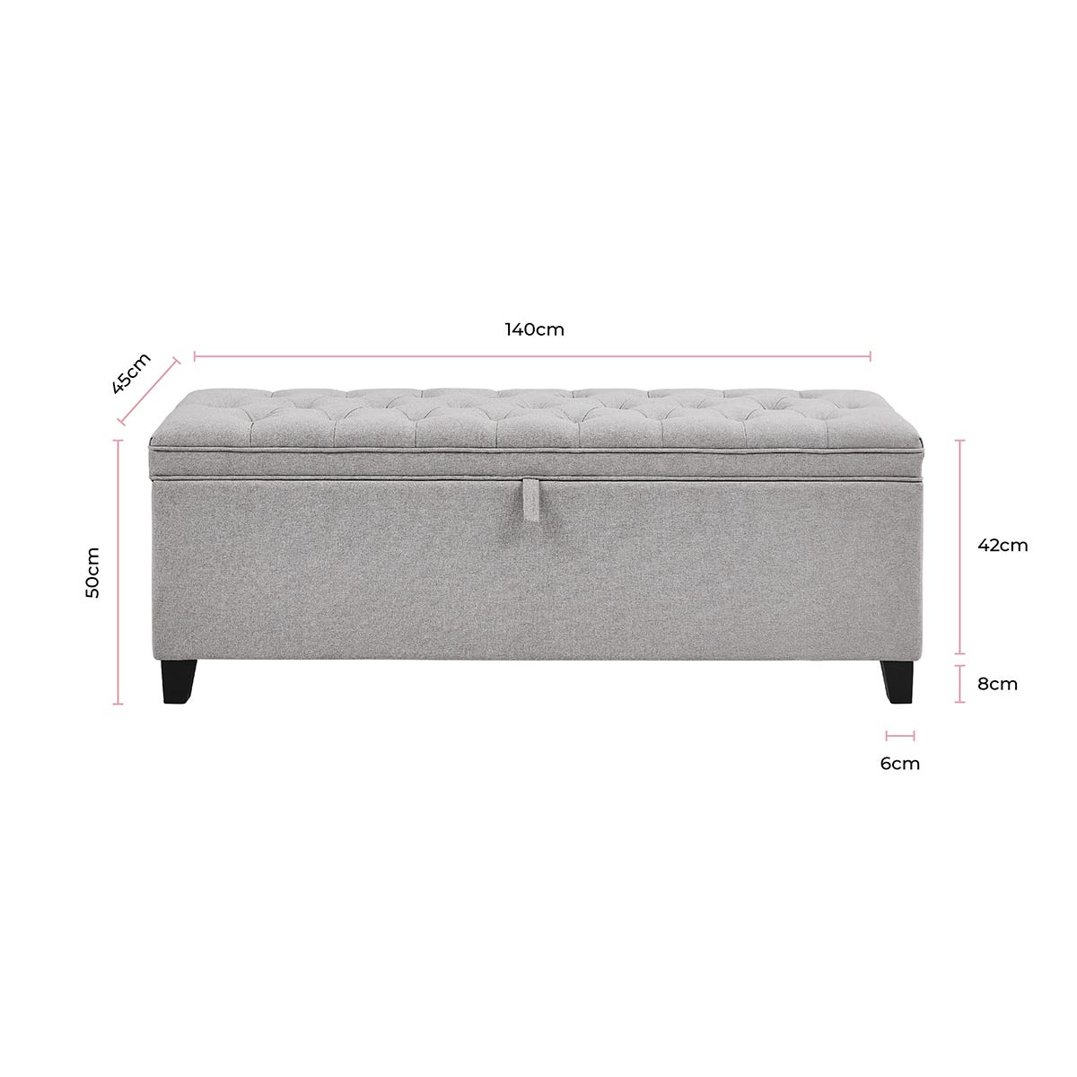 Ottoman Storage Bench - Button - Grey - DUSK