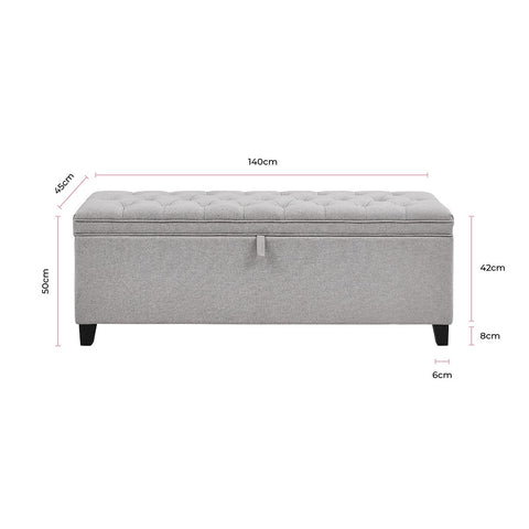 Button Back Ottoman Storage Bench Grey – DUSK