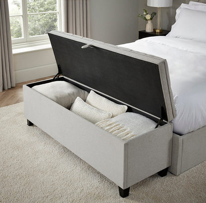 Ottoman Storage Bench - Button - Natural - DUSK