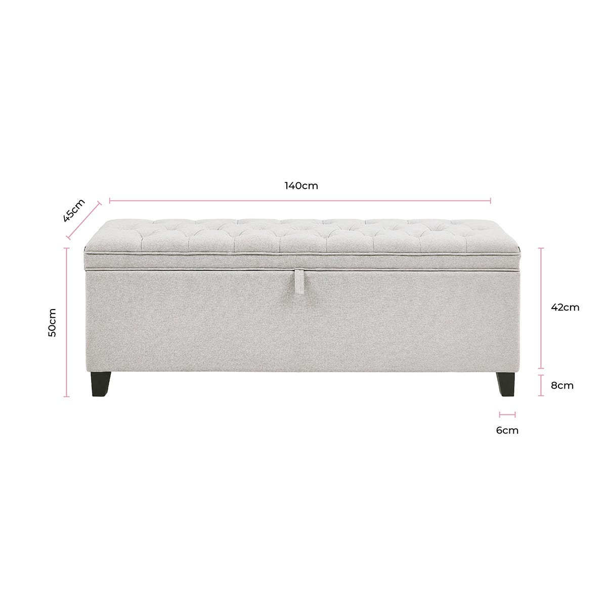 Ottoman Storage Bench - Button - Natural - DUSK