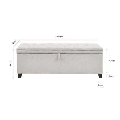 Ottoman Storage Bench - Button - Natural - DUSK