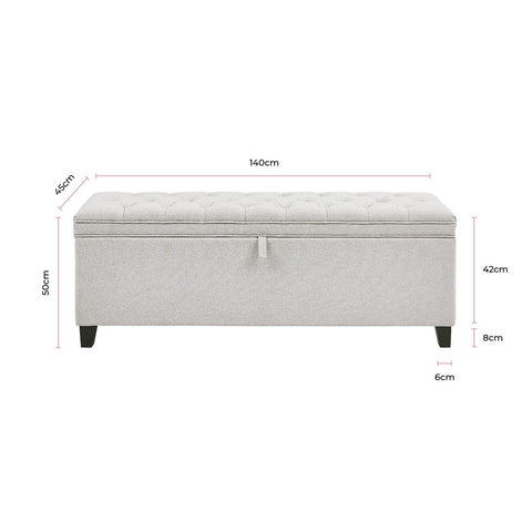 Button Back Ottoman Storage Bench Natural – DUSK