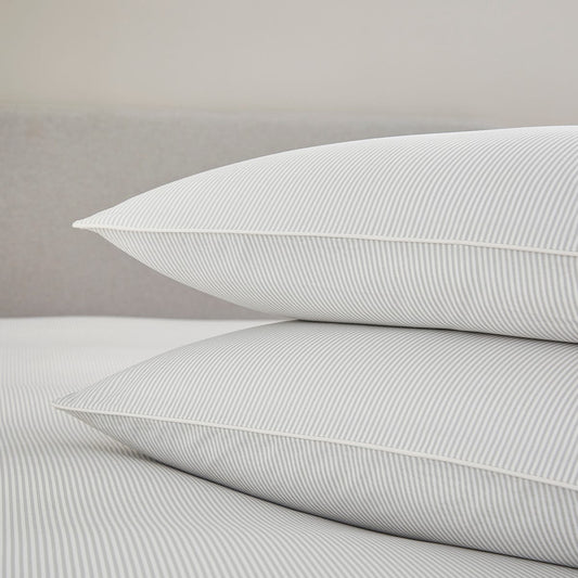 Pair of Adelaide Pillowcases - 200 TC - Washed Cotton - Stripe - DUSK 1200