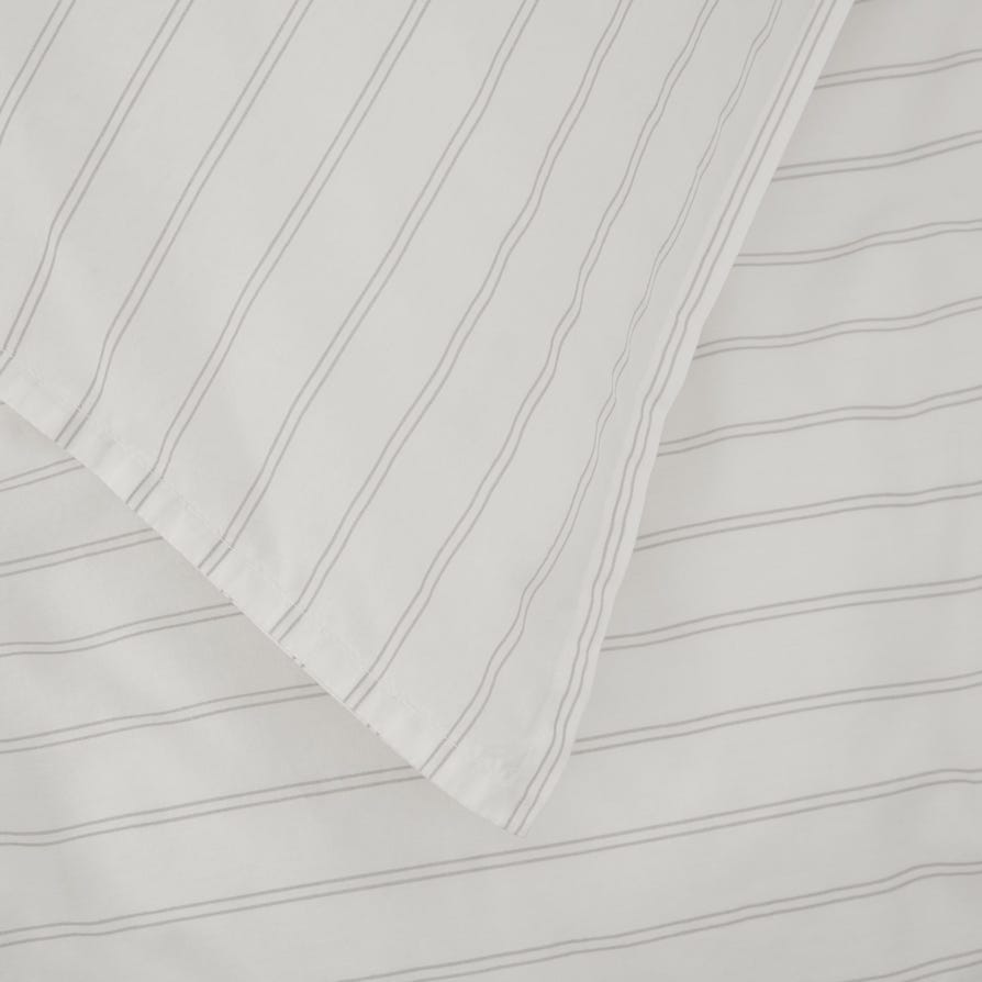 Pair of Albury Pillowcases - 200 TC - Washed Cotton - Charcoal Stripe - DUSK