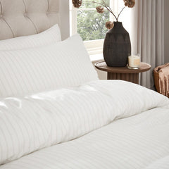 Pair of Aspen Pillowcases - Brushed Cotton - Stone Stripe - DUSK